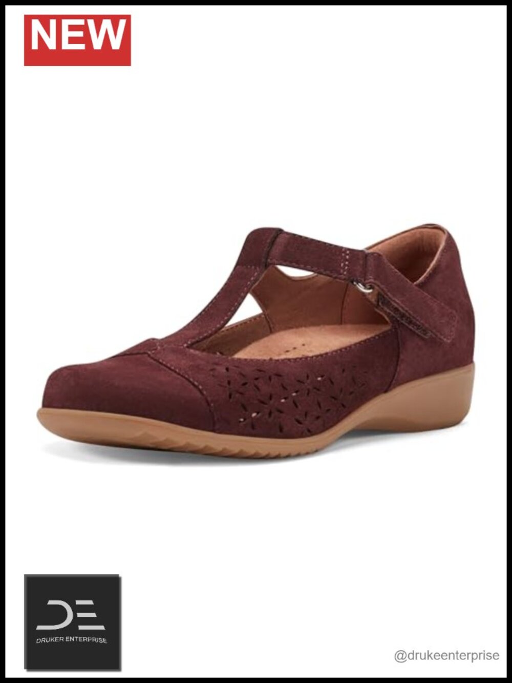 Women's Suede Ballet Flats with Arch Support Cushioned Comfort Hook & Loop